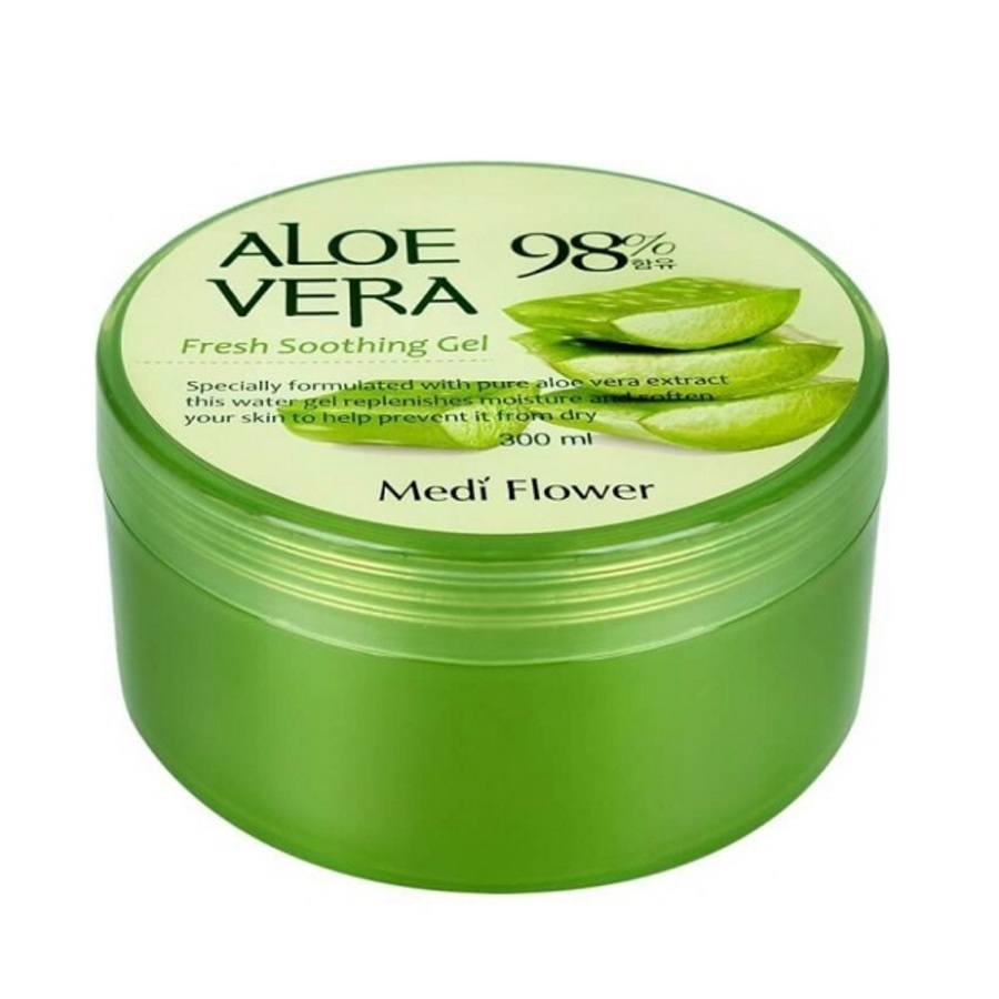 MEDI FLOWER MediFlower Aloe Vera Soothing Gel, 300мл. Гель для лица и тела многофункциональный смягчающий с алоэ 98%