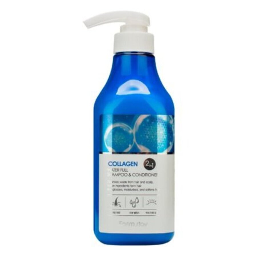 FARMSTAY FarmStay Collagen Water Full Shampoo&Conditioner, 530мл. Шампунь - кондиционер для волос с коллагеном