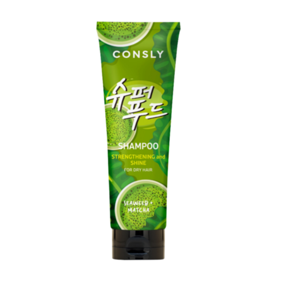 CONSLY Consly Seaweed & Matcha, 250мл. Шампунь для волос увлажняющий с экстрактами водорослей и зеленого чая матча