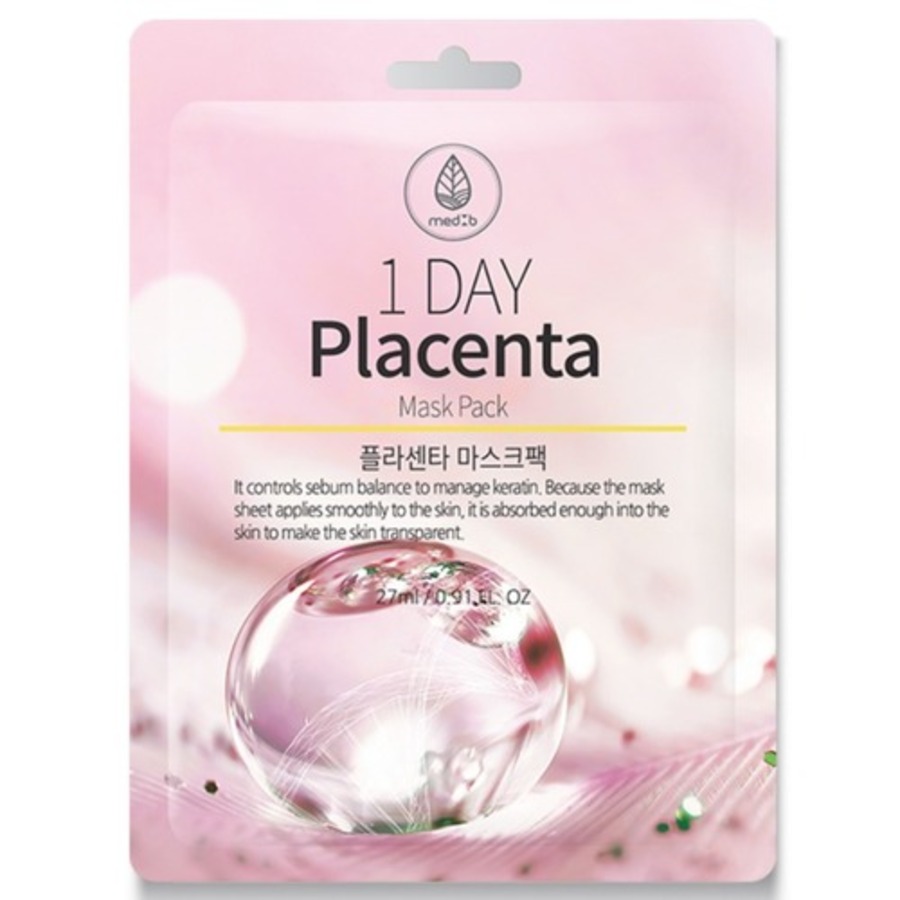 MED B Med B 1 Day Placenta Mask Pack, 27мл. Маска для лица тканевая отбеливающая с экстрактом фитоплаценты