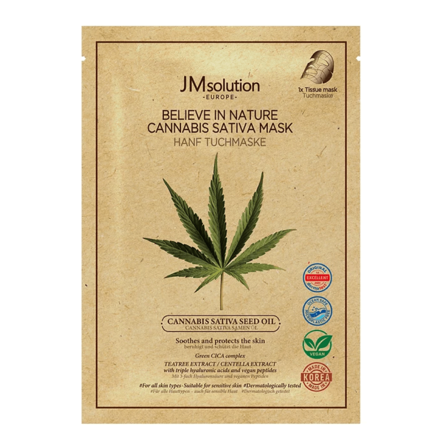 JM SOLUTION Jmsolution Cannabis Sativa Seed Oil Mask, 28мл. Маска для лица тканевая веганская с маслом конопли