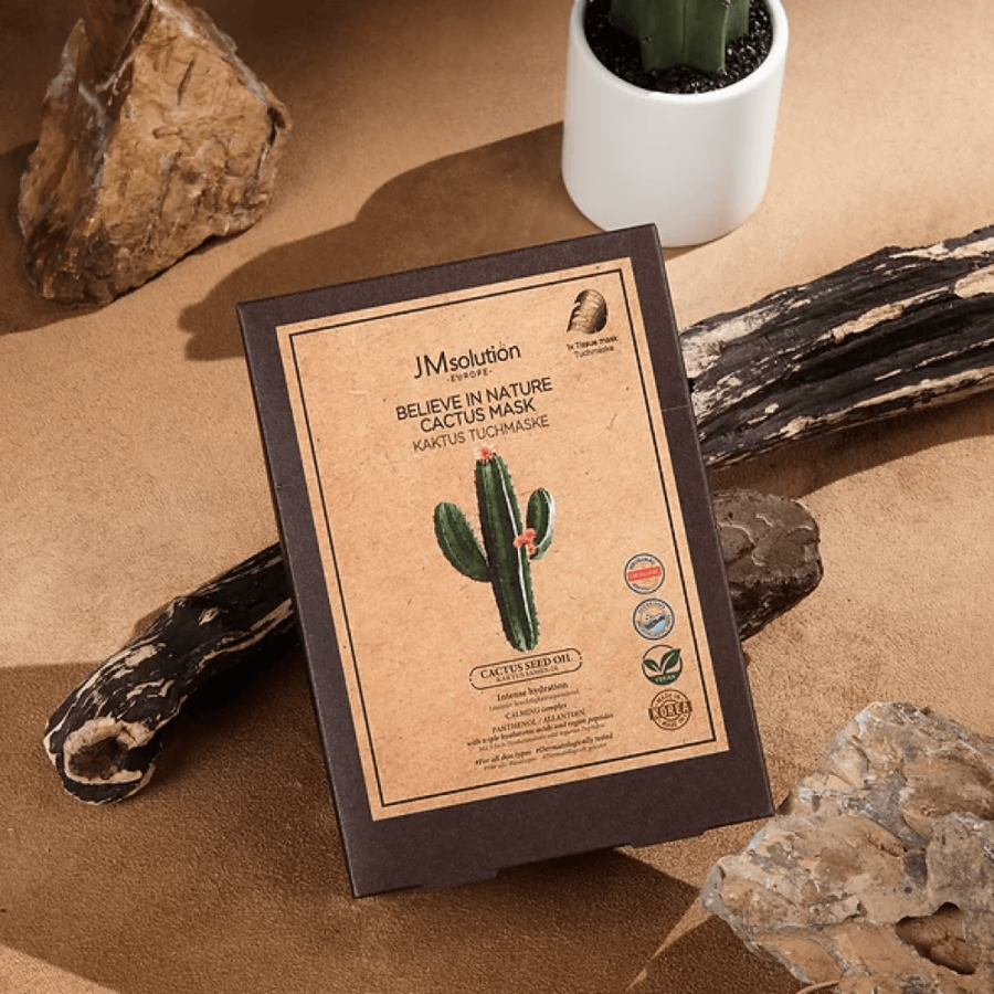 JM SOLUTION Cactus Seed Oil Mask, 28мл. JMsolution Маска для лица тканевая веганская с маслом кактуса