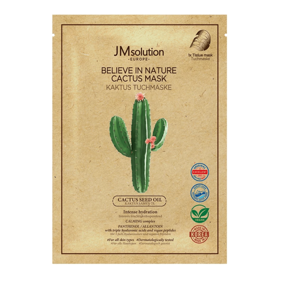 JM SOLUTION JMsolution Cactus Seed Oil Mask, 28мл. Маска для лица тканевая веганская с маслом кактуса