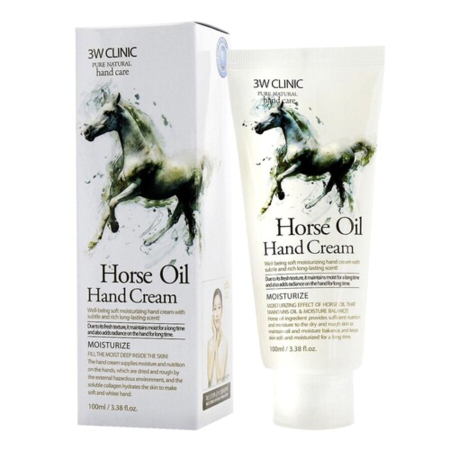 3W CLINIC 3W Clinic Moisturizing Hand Cream Horse Oil, 100мл. Крем для рук питательный с лошадиным маслом