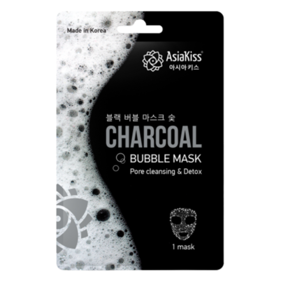 ASIAKISS AsiaKiss Charcoal Bubble Mask, 20гр. Маска для лица тканевая пузырьковая с древесным углем