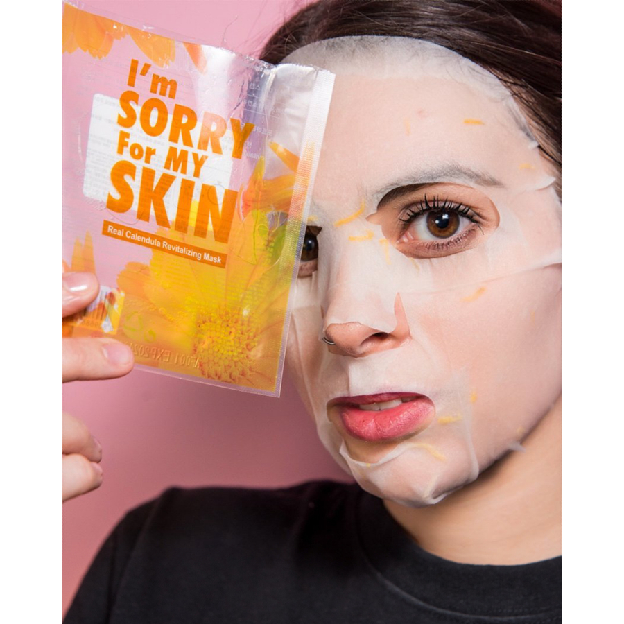 I`M SORRY FOR MY SKIN (ULTRU) I'm Sorry For My Skin Real Calendula Revitalizing, 23мл. Маска для лица тканевая ревитализирующая с лепестками календулы