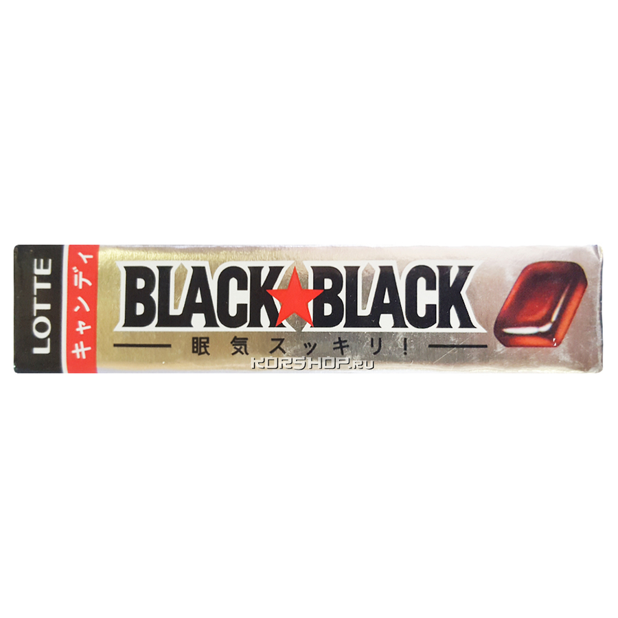 LOTTE Black Black Candy, 11шт. Lotte Леденцы освежающие мятные с кофеином, гуараной и хризантемой