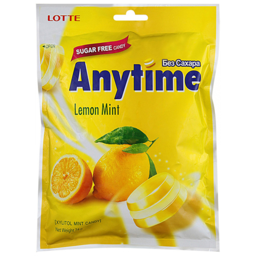 LOTTE Карамель леденцовая без сахара с ксилитолом "Лимон-мята", Lotte, 74гр.