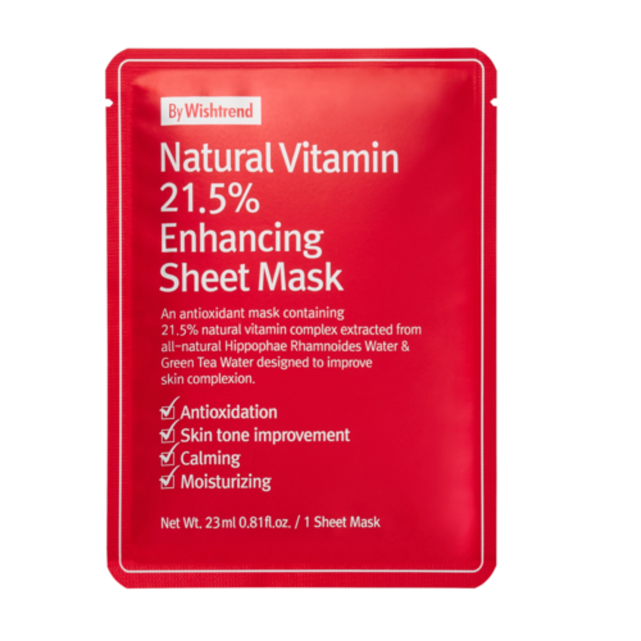BY WISHTREND By Wishtrend Natural Vitamin 21,5% Enhancing Mask, 23мл. Маска для лица тканевая витаминная антиоксидантная