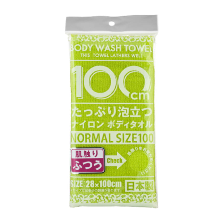 YOKOZUNA Shower Body Towel Normal Green, 28*100см, 1шт. Yokozuna Мочалка для тела массажная средней жесткости, салатовая