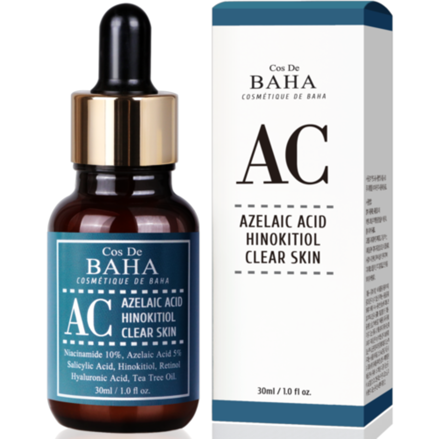 COS DE BAHA Cos De BAHA 5% Azelaic Acid Hinokitiol Clear Skin Serum (AC), 30мл. Cos De BAHA Сыворотка для лица с азелаиновой кислотой и ниацинамидом