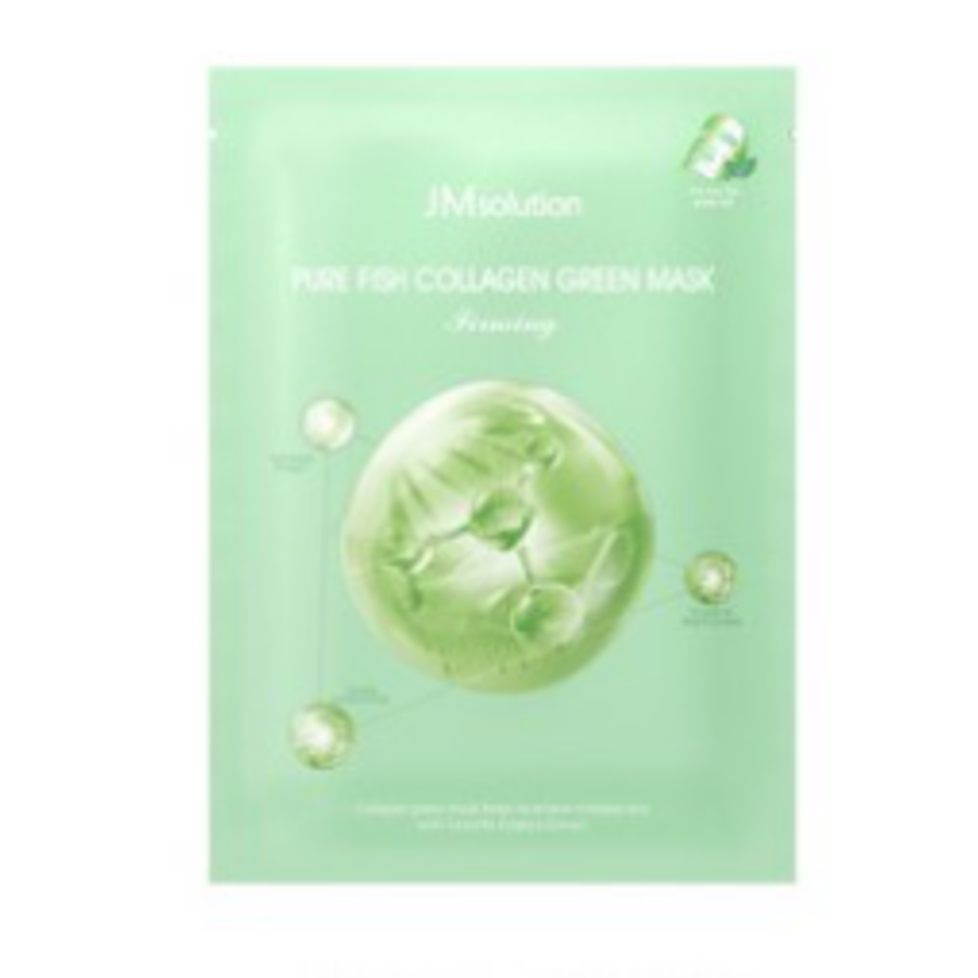 JM SOLUTION Pure Fish Collagen Green Mask, 30мл. JMsolution Маска для лица тканевая с коллагеном и центеллой