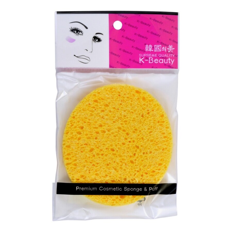 K-BEAUTY K-Beauty, 1шт. Спонж косметический для очищения кожи лица в индивидуальной упаковке, желтый
