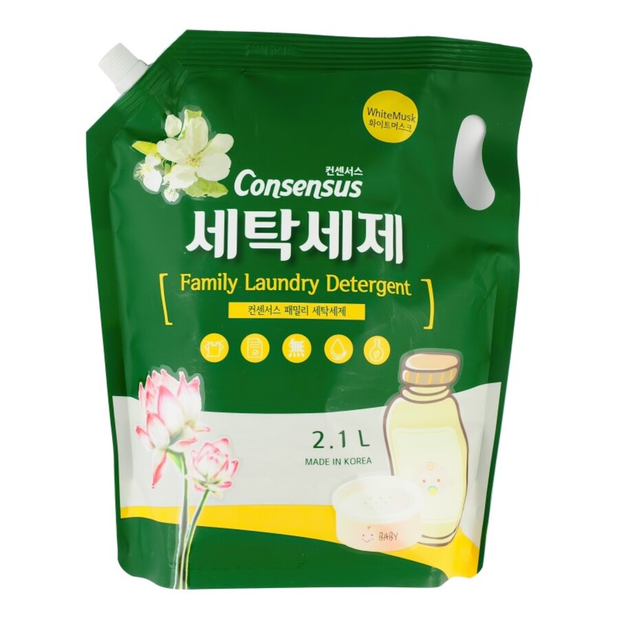 Consensus (HB Global) Consensus Liquid Laundry Detergent, сменная упаковка, 2,1л. Гель для стирки с ароматом белого мускуса