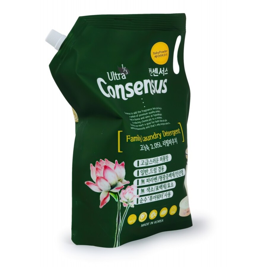 Consensus Consensus Liquid Laundry Detergent, сменная упаковка, 2,05л. Гель для стирки суперконцентрированный с ароматом детской присыпки