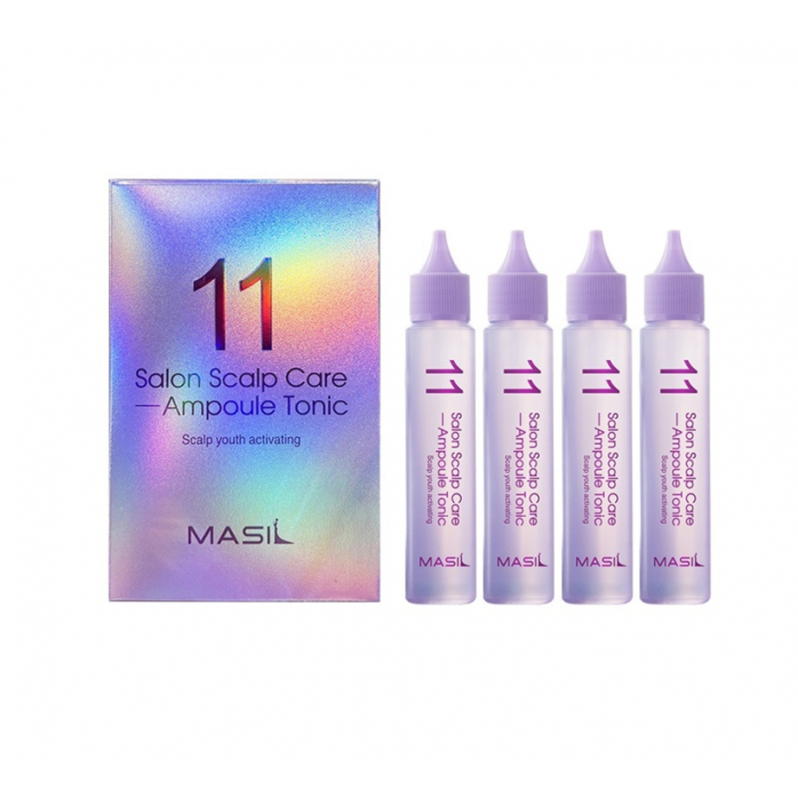 MASIL Masil 11 Salon Scalp Care Ampoule Tonic, 30мл.*4шт. Masil Тоник для ухода за кожей головы освежающий ампульный