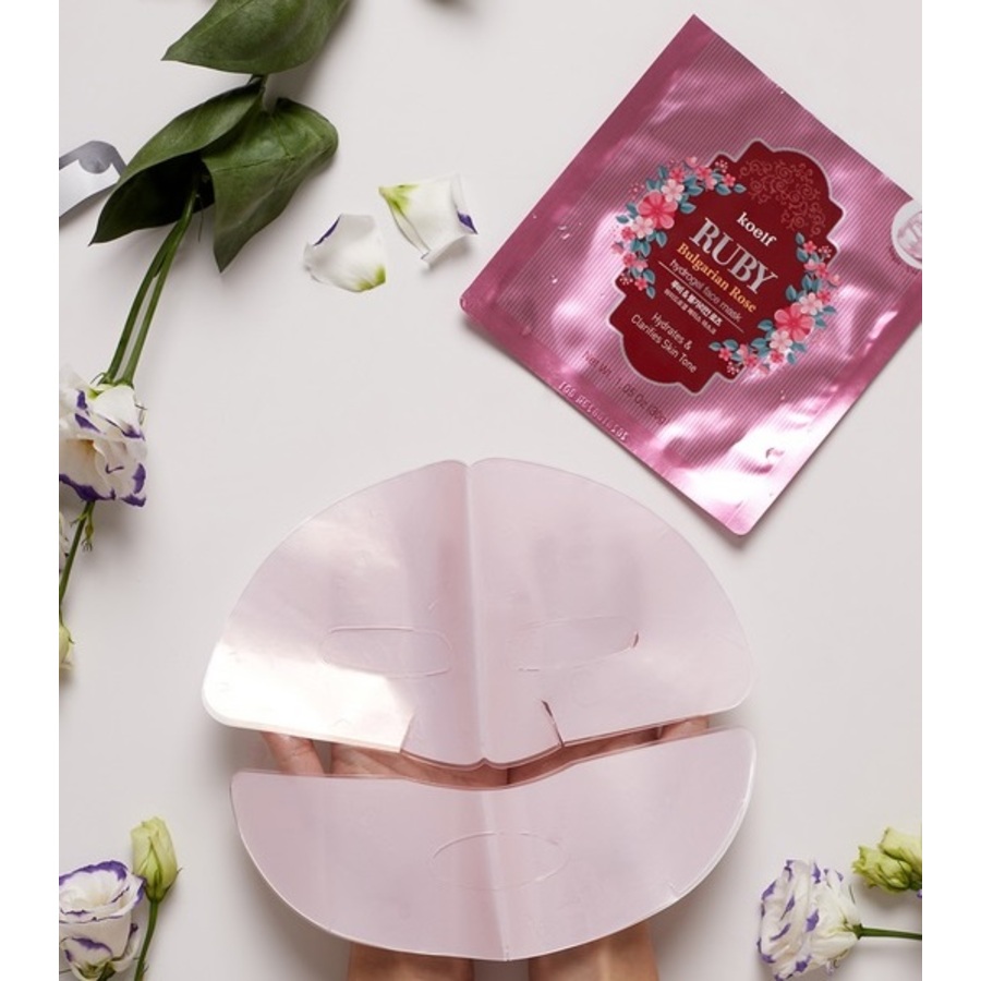 KOELF Ruby & Bulgarian Rose Hydrogel Mask Pack, 1шт. Маска для лица гидрогелевая с экстрактом болгарской розы и рубиновой пудрой