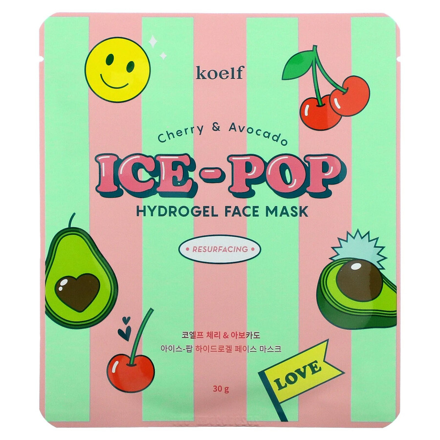 KOELF Koelf Cherry & Avocado Hydrogel Face Mask, 30гр. Маска для лица гидрогелевая с вишней и авокадо