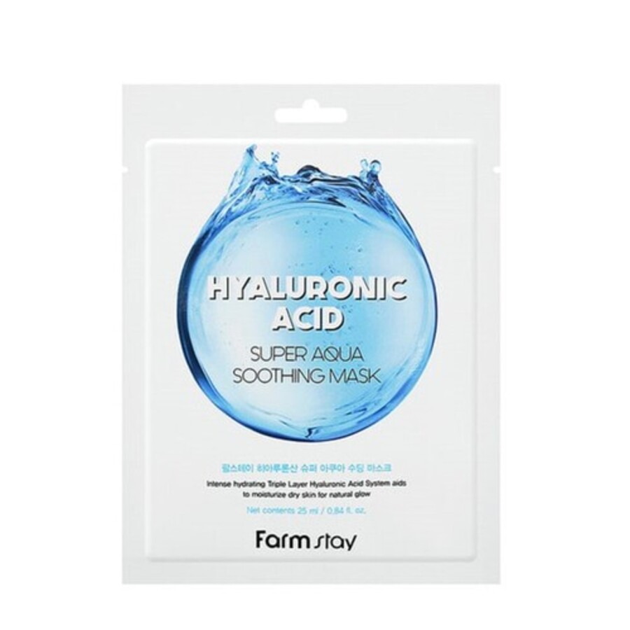 FARMSTAY Hyaluronic Acid Super Aqua Soothing Mask, 25мл. FarmStay Маска для лица тканевая с гиалуроновой кислотой