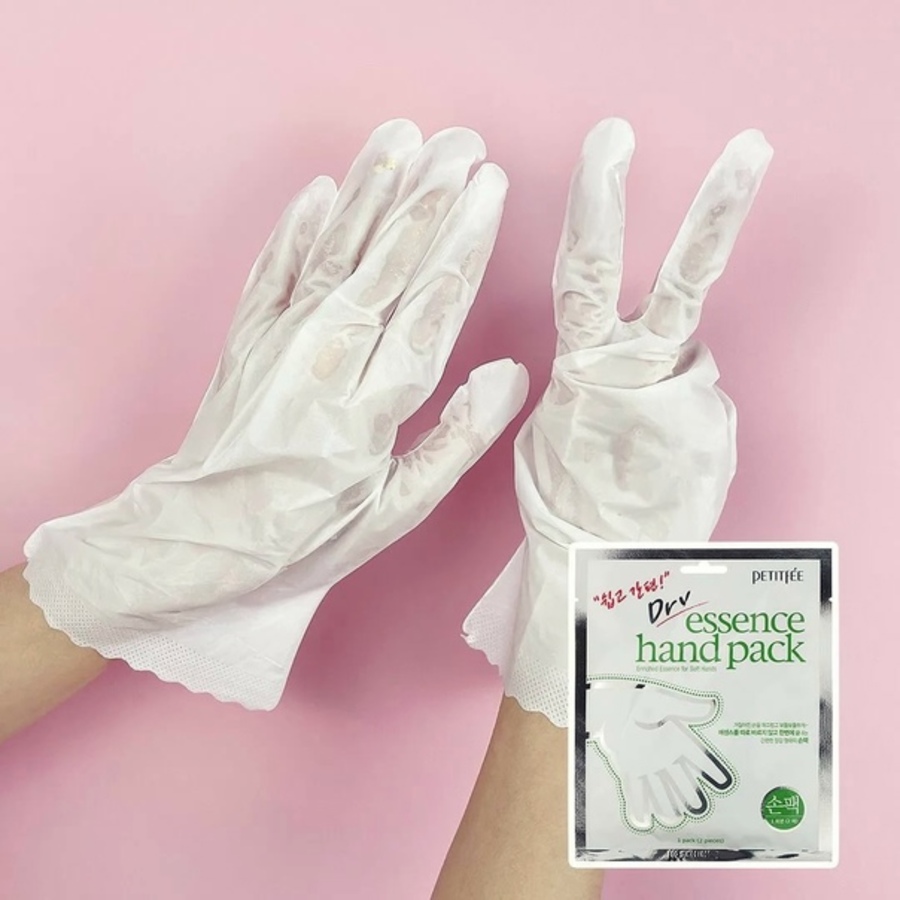 PETITFEE Dry Essence, 1 пара (2 штуки) Маска-перчатки для рук питательная с маслом ши и алоэ