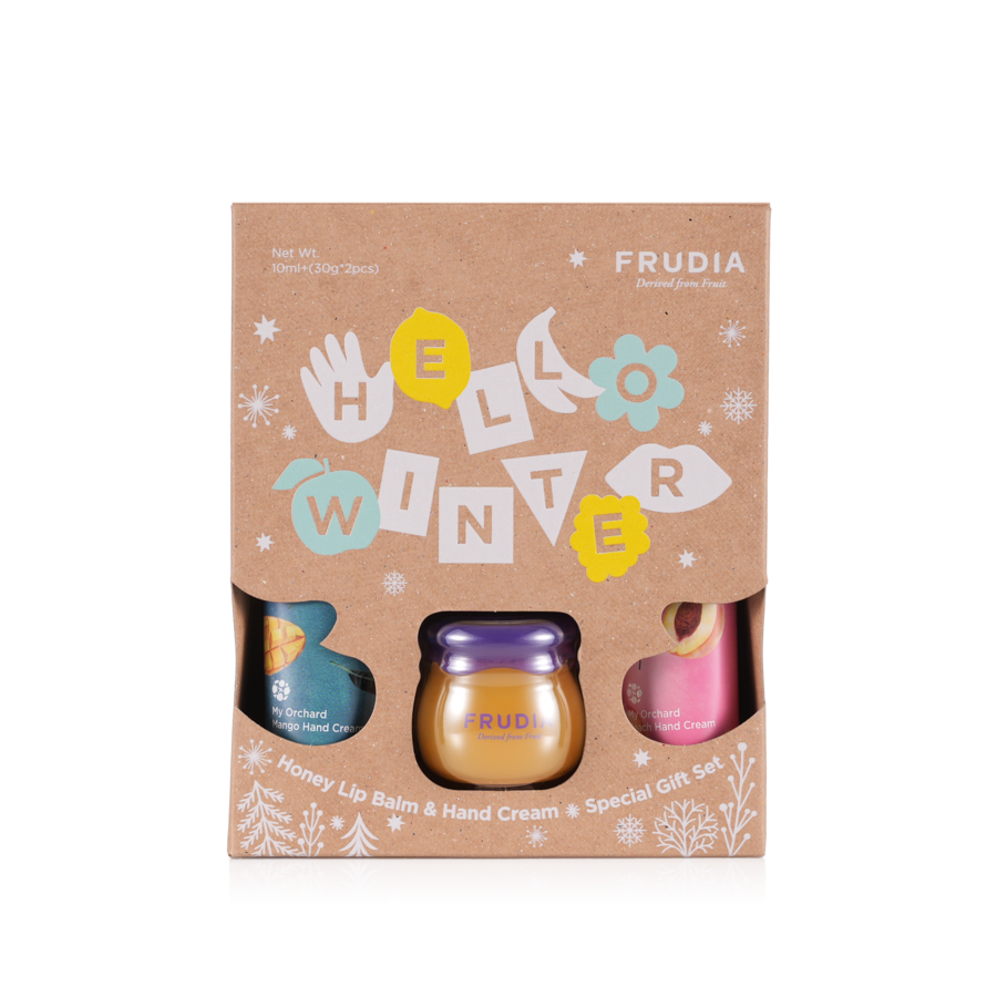 FRUDIA Honey Lip balm & Hand cream Gift Set, 3 предмета Frudia Набор подарочный "Hello winter"