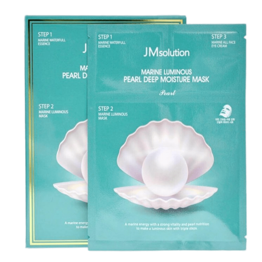 JM SOLUTION Marine Luminous Pearl Deep Moisture Mask, 1шт. JMsolution Набор трёхшаговый увлажняющий с жемчугом