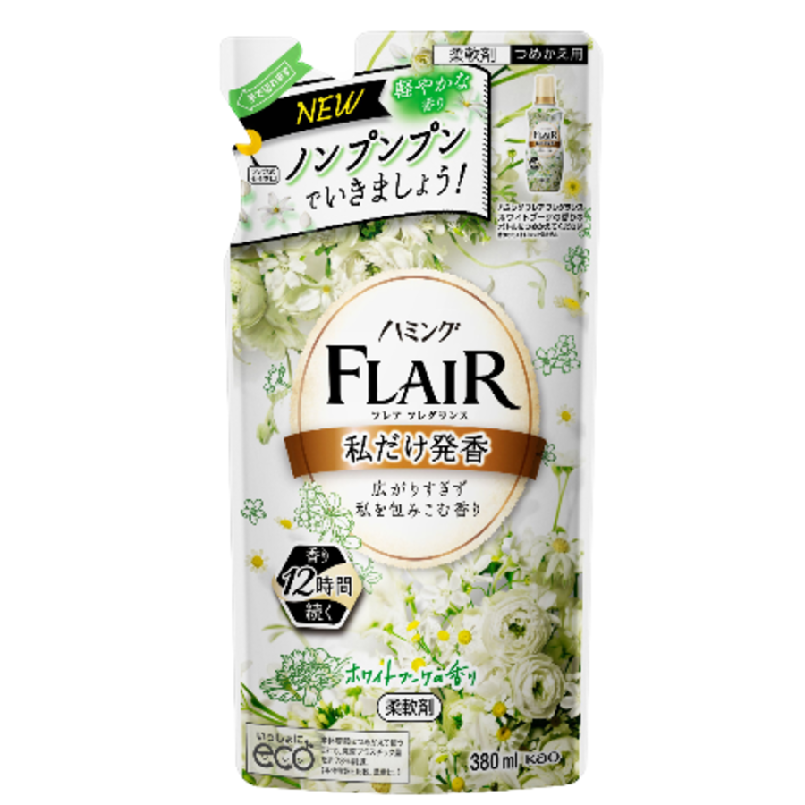 KAO Flair fragrance, 380мл Kao Кондиционер-смягчитель для белья изящный аромат белых цветов, з/б