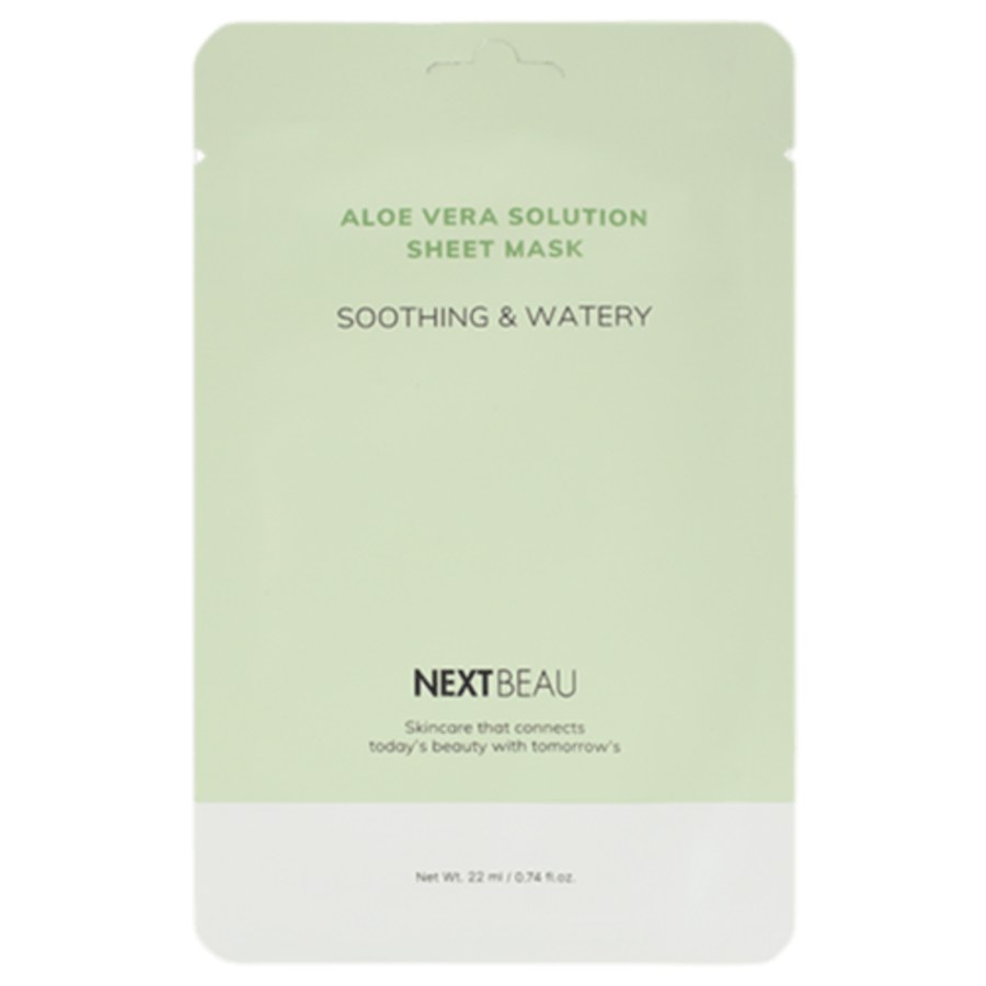 NEXTBEAU Aloe Vera Solution Soothing & Watery, 22мл Маска тканевая успокаивающая с экстрактом алоэ