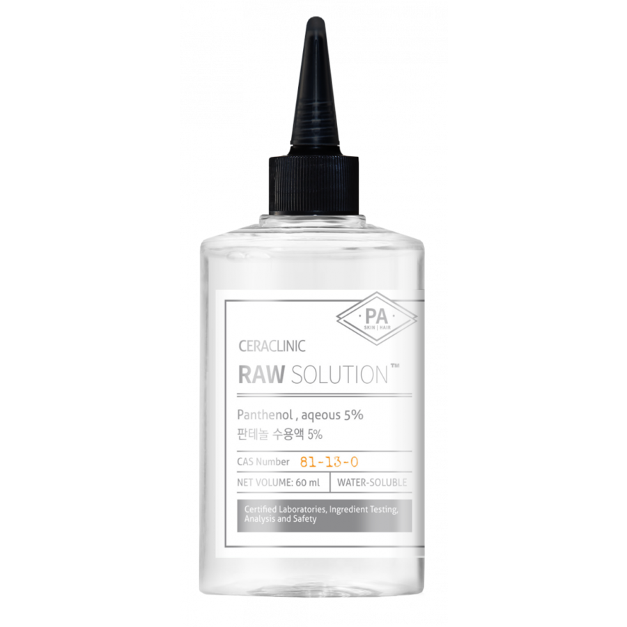CERACLINIC Raw Solution Panthenol Aqeous 5%, 60мл Сыворотка универсальная для чувствительной кожи и оздоровления волос с пантенолом