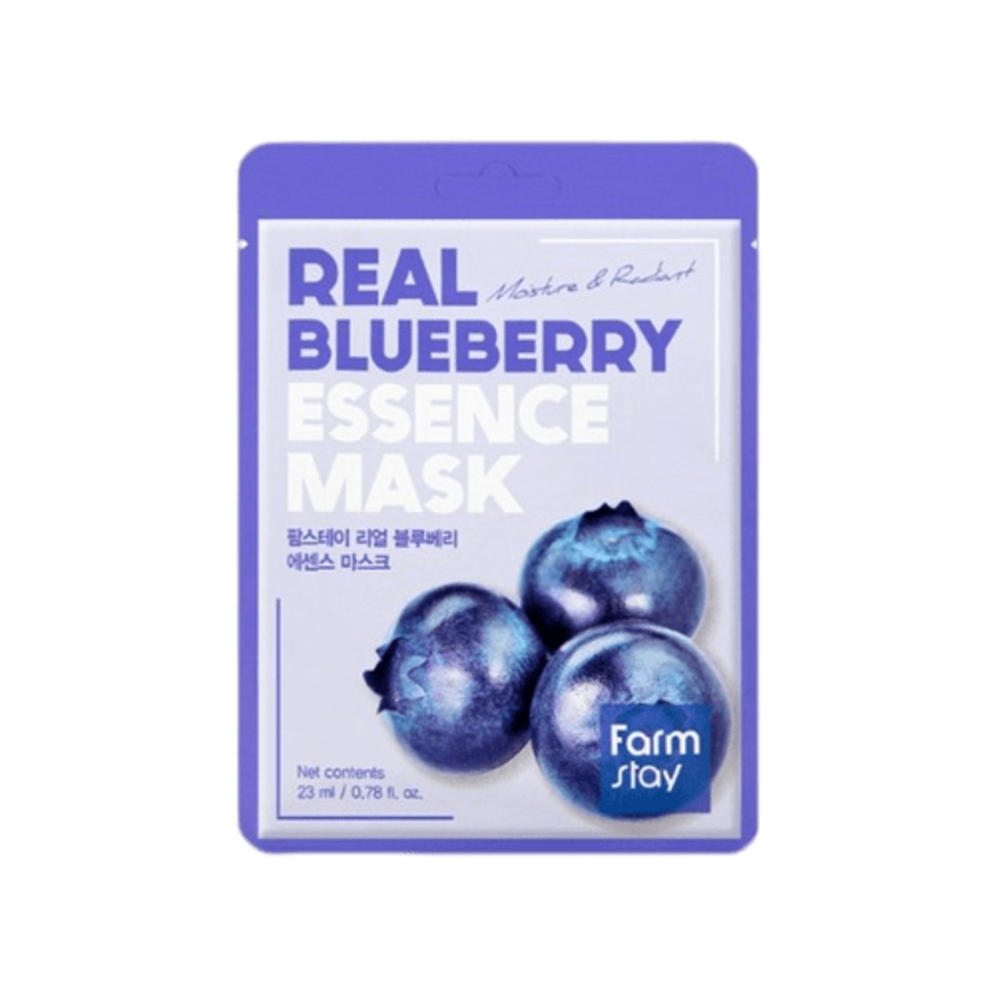 FARMSTAY Real Blueberry Essence Mask, 23мл FarmStay Маска для лица тканевая тонизирующая с экстрактом голубики