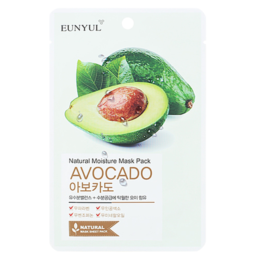 EUNYUL Natural Mosture Mask Pack Avocado, 22мл Маска тканевая с экстрактом авокадо