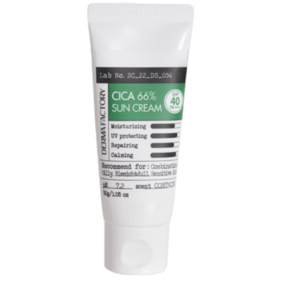 DERMA FACTORY Cica 66% Sun Cream, 30мл Крем солнцезащитный с экстрактом центеллы SPF40 PA+++