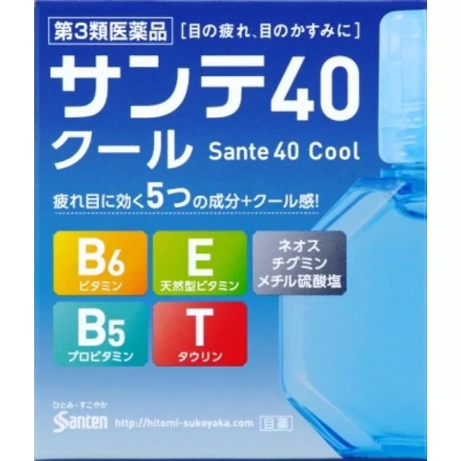 SANTEN 40 Cool, 12мл Sante Капли для глаз японские антивозрастные с витамином E, B6 и таурином и ментолом