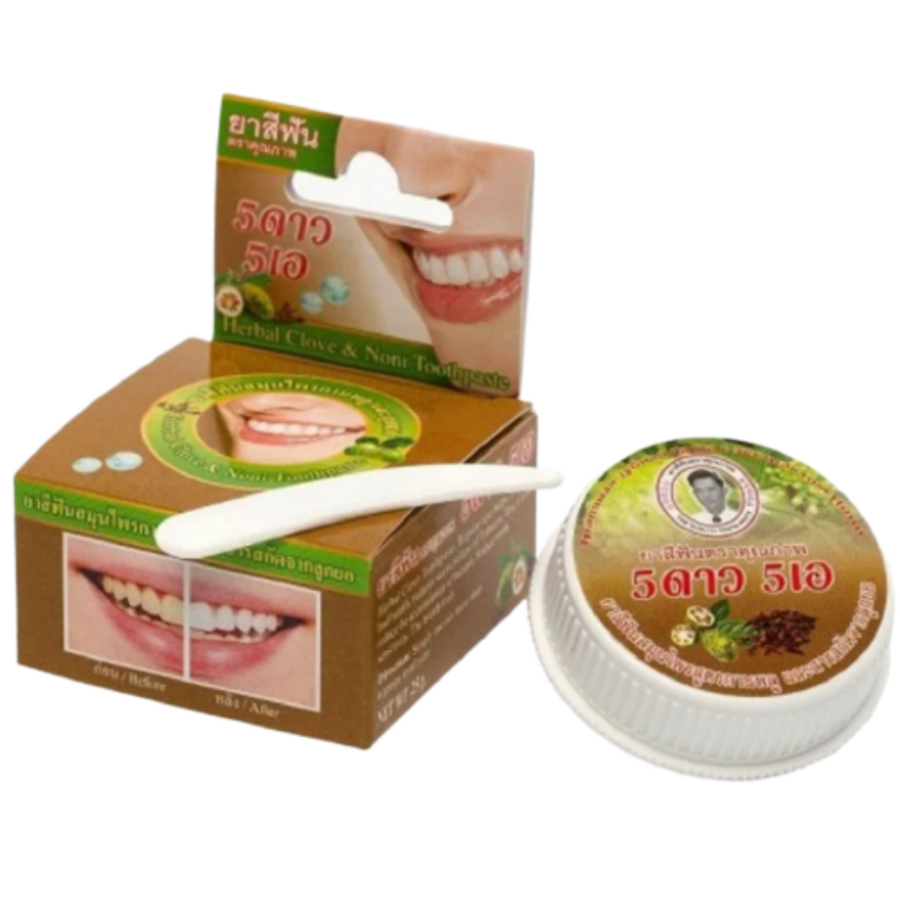 5 STAR Thai Toothpaste Noni, 25г 5 Star Паста зубная травяная отбеливающая с экстрактом нони