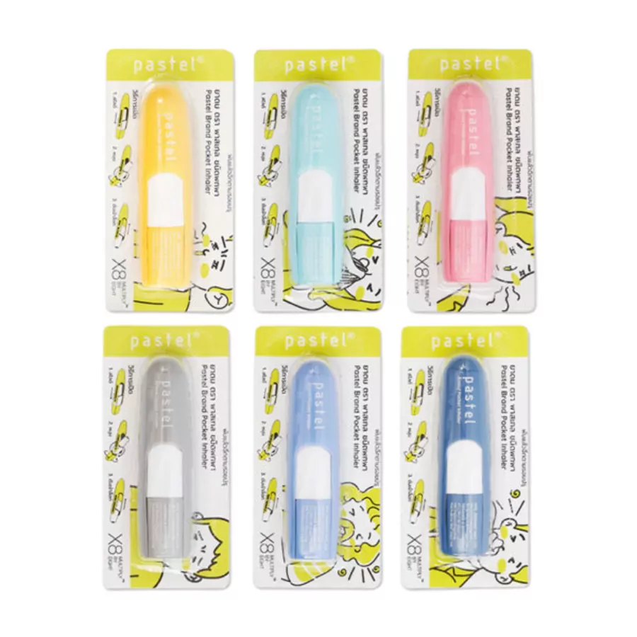 PASTEL Pocket Inhaler, 1,5мл Pastel Ингалятор назальный карманный в футляре-трансформере, цвет в ассортименте