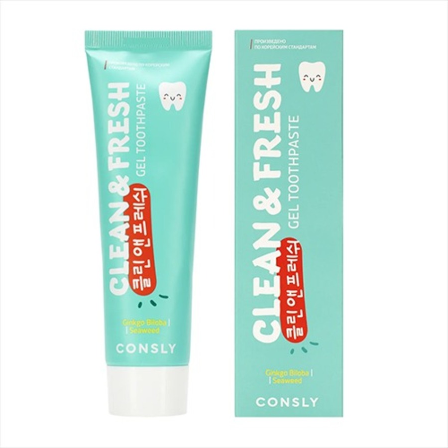 CONSLY Clean&Fresh Gingko Biloba & Seaweed Gel Toothpaste, 105гр. Consly Паста зубная гелевая с экстрактами гинкго билоба и морских водорослей