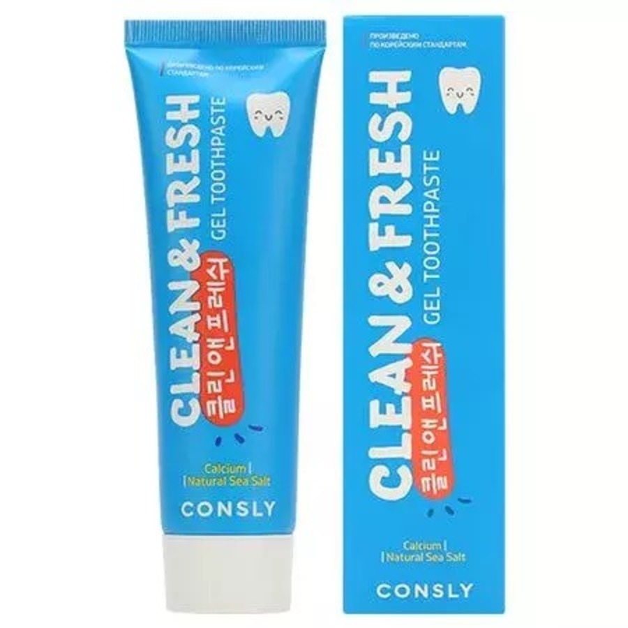 CONSLY Clean&Fresh Calcium & Natural Sea Salt Remineralizing Gel Toothpaste, 105гр. Consly Паста зубная гелевая реминерализующая с кальцием и натуральной морской солью