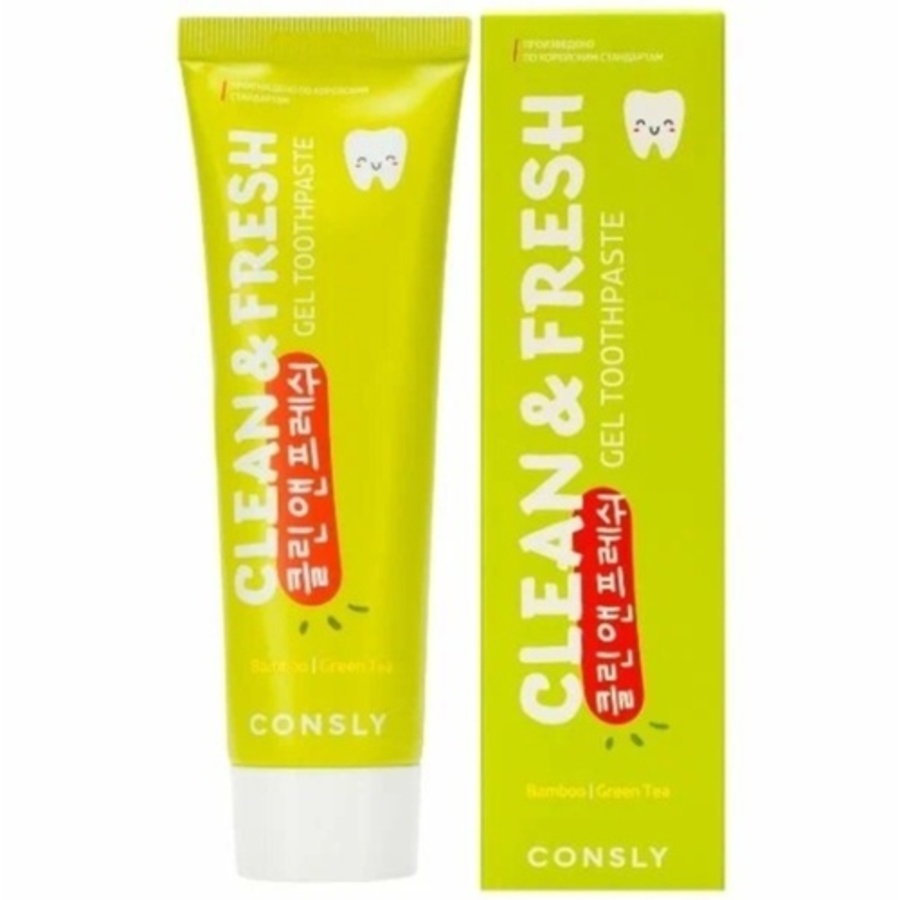 CONSLY Clean&Fresh Bamboo & Green Tea Gel Toothpaste, 105гр. Consly Паста зубная гелевая с экстрактами бамбука и зеленого чая