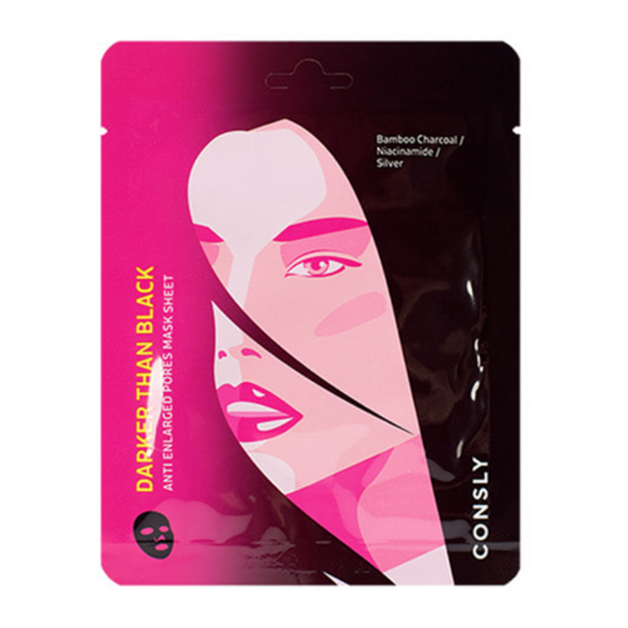 CONSLY Darker Than Black Anti Enlarged Pores Mask Sheet, 25мл Consly Маска тканевая против расширенных пор с серебром