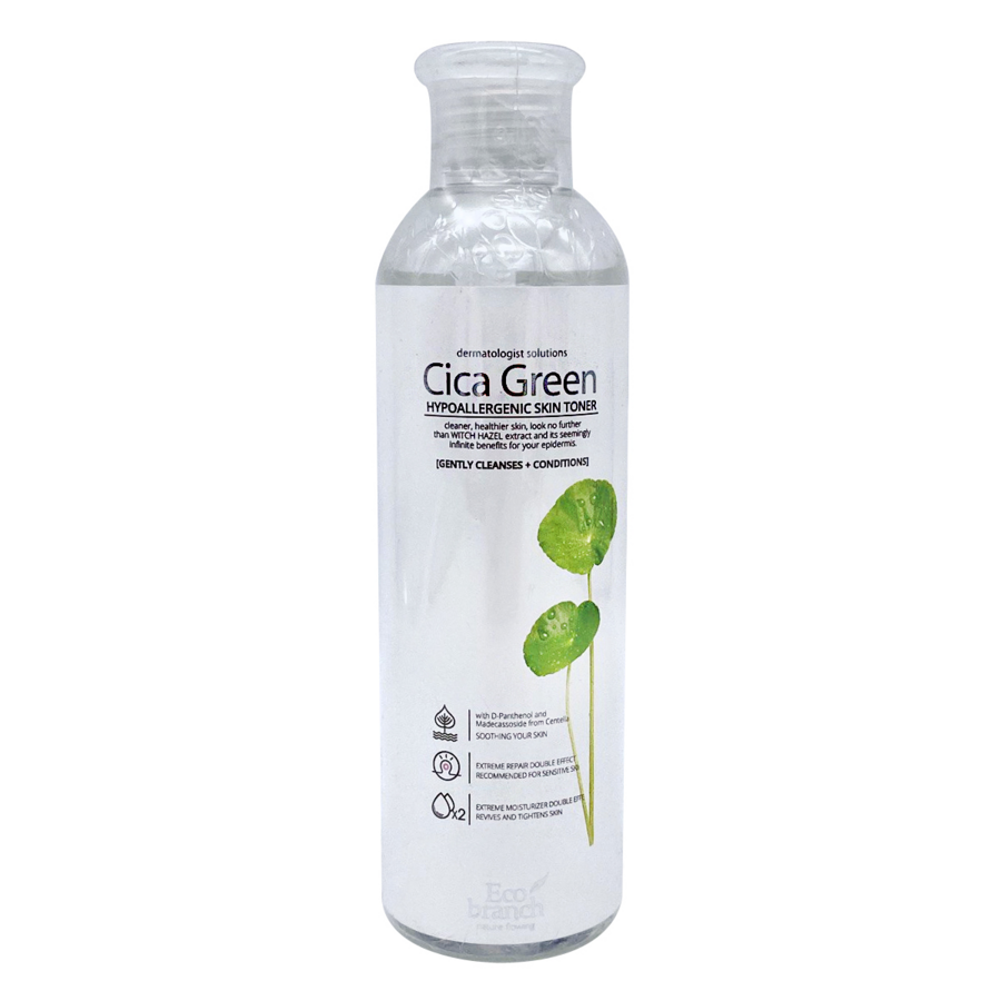 ECO BRANCH Cica Green Hypoallergenic Skin Toner, 250мл Eco Branch Тонер успокаивающий с экстрактом центеллы