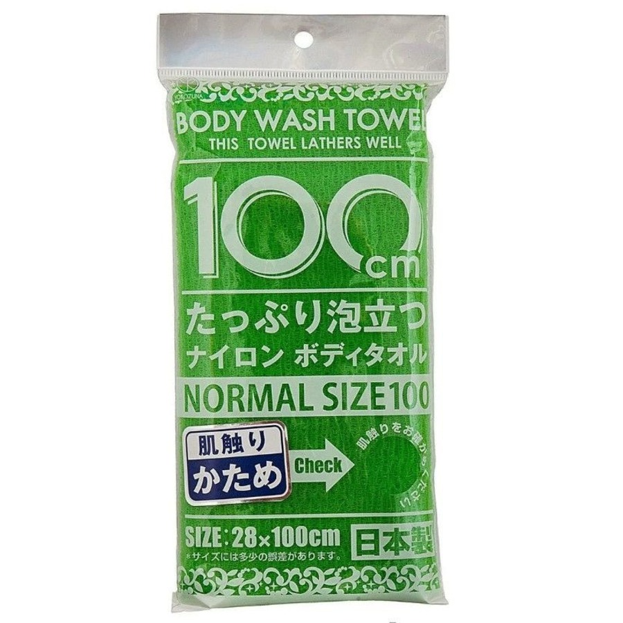 YOKOZUNA Shower Long Body Towel, 28*100см, 1шт. Yokozuna Мочалка для тела массажная жесткая, зеленая