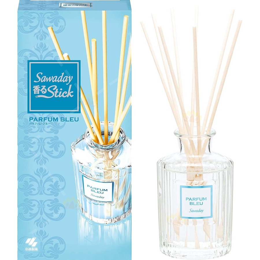 KOBAYASHI Sawaday Stick Parfum Blue, 70мл, 8 палочек Kobayashi Аромадиффузор для дома натуральный, со свежим морским ароматом и древесно-мускусными нотками, стеклянный флакон