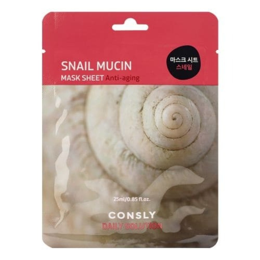 CONSLY Daily Solution Snail Mucin Mask Sheet, 25мл Consly Маска для лица тканевая с муцином улитки