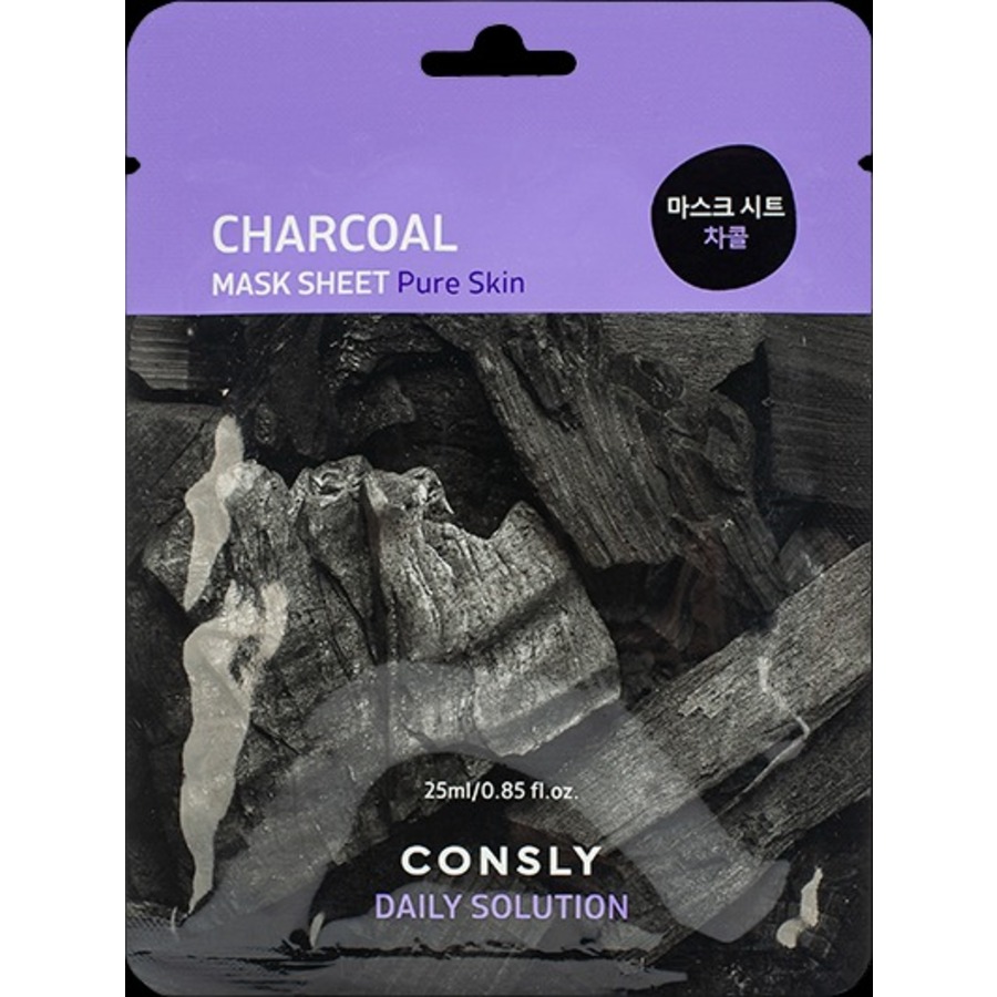 CONSLY Daily Solution Charcoal Mask Sheet, 25мл Consly Маска для лица тканевая с древесным углём