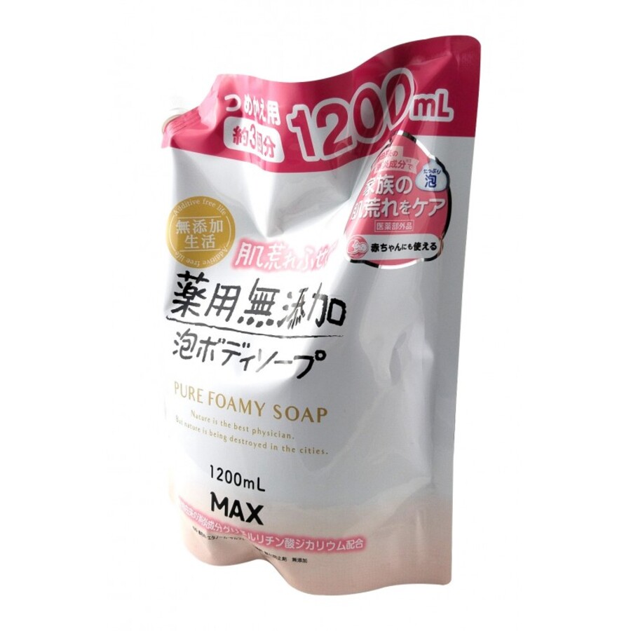 MAX Uruoi No Sachi Body Soap, 1200мл Max мыло для тела жидкое натуральное для чувствительной кожи, з/б