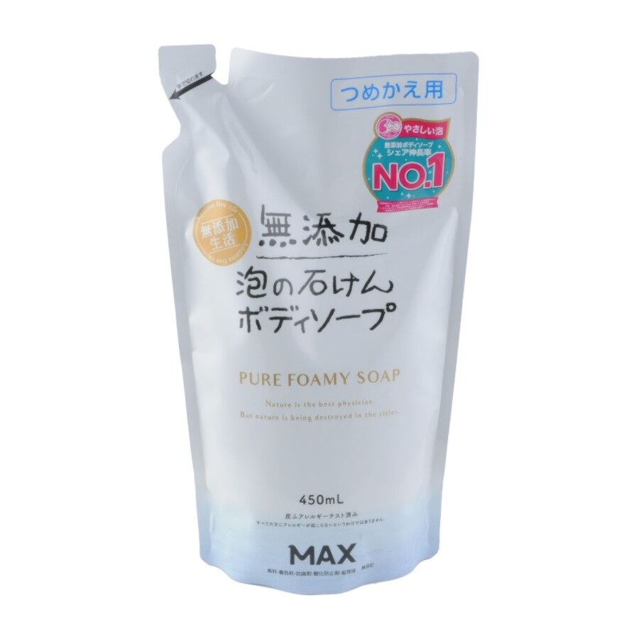 MAX Uruoi No Sachi Body Soap, 450мл Max Мыло для тела жидкое пенящееся без добавок, з/б