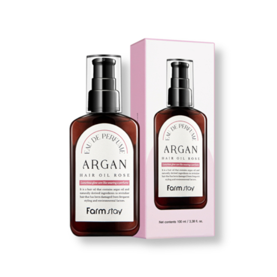 FARMSTAY Eau De Perfume Argan Hair Oil Rose, 100мл. FarmStay Масло для волос аргановое с нежным ароматом розы