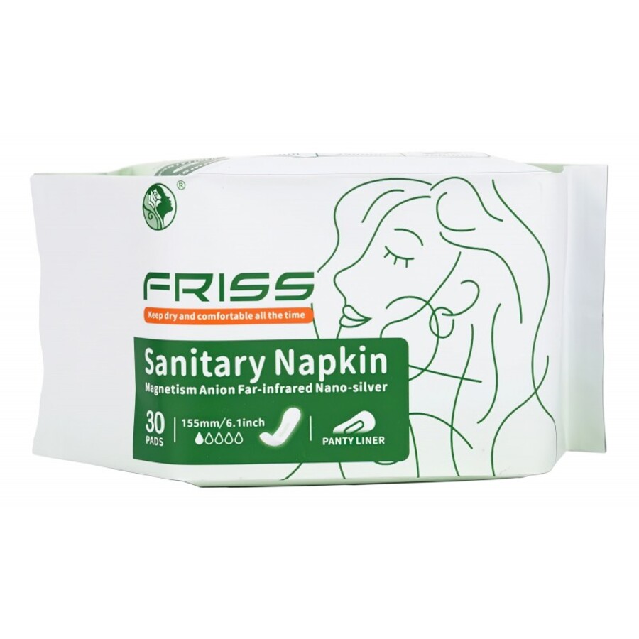 FRISS Sanitary Napkin, 30шт Friss Прокладки ежедневные с турмалином и наносеребром