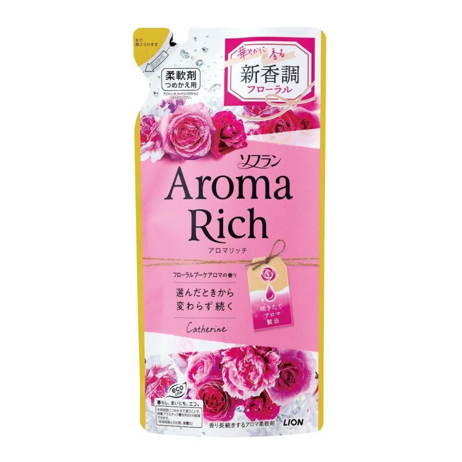 LION Aroma rich Cathe, 400мл Lion Кондиционер для белья с ароматом клубники, персика, розы и пиона, з/б