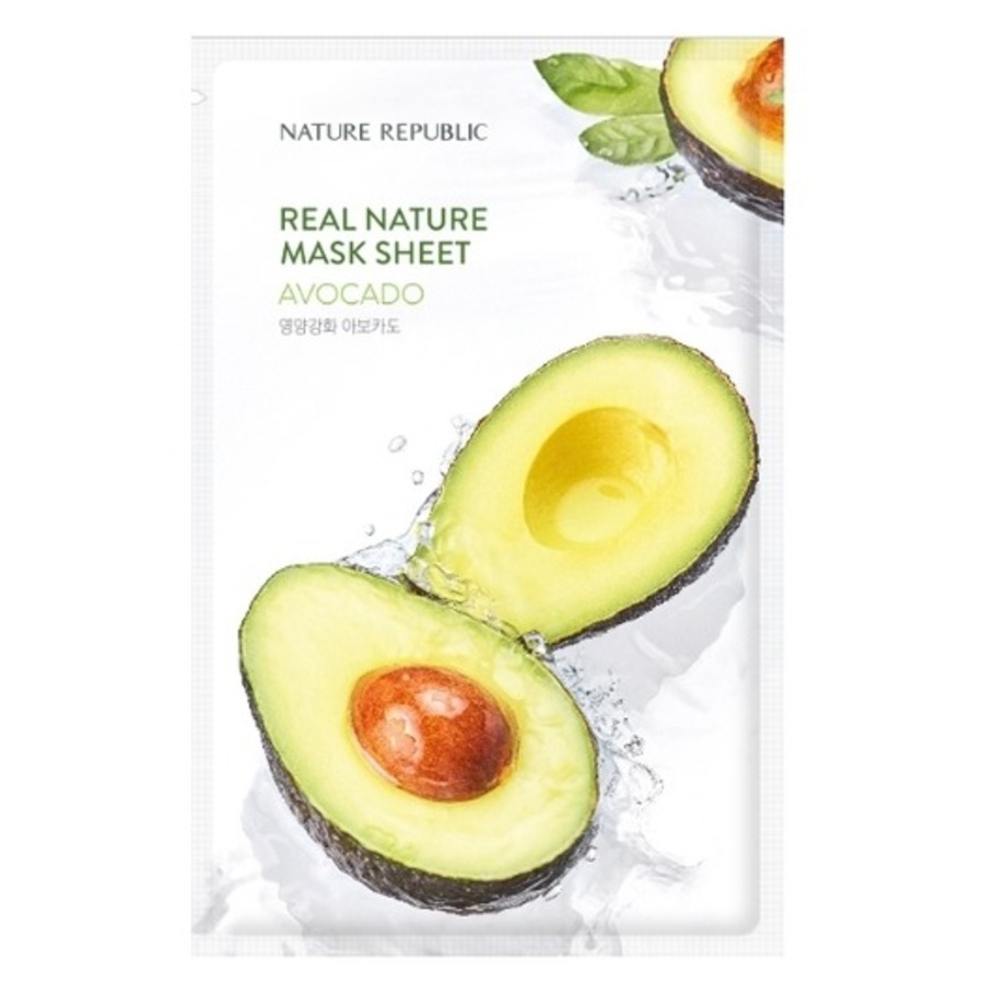 NATURE REPUBLIC Real Nature Mask Sheet Avocado, 23мл. Nature Republic Маска для лица тканевая с экстрактом авокадо